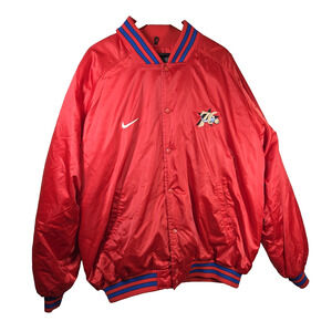 Vtg Nike Philadelphia 76ers Jacket Mens 3XL Basketball Red Satin Bomber NBA